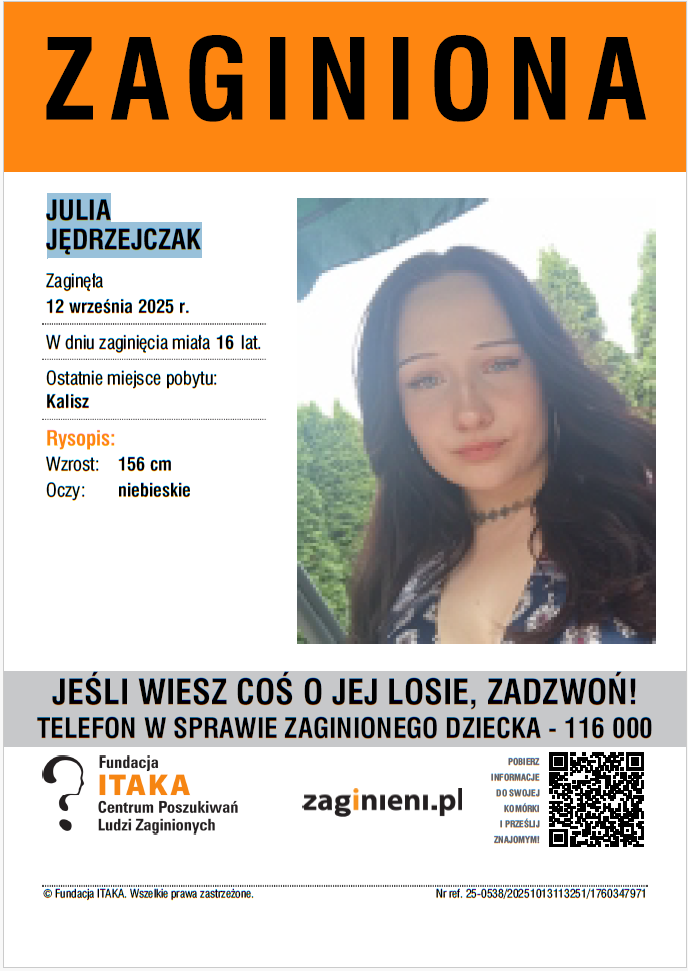 Zaginęła Julia Jędrzejczak